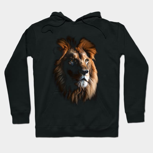 Prideful Protector: Lion's Vigilance Showcased on Graphic Tee Hoodie by HOuseColorFULL